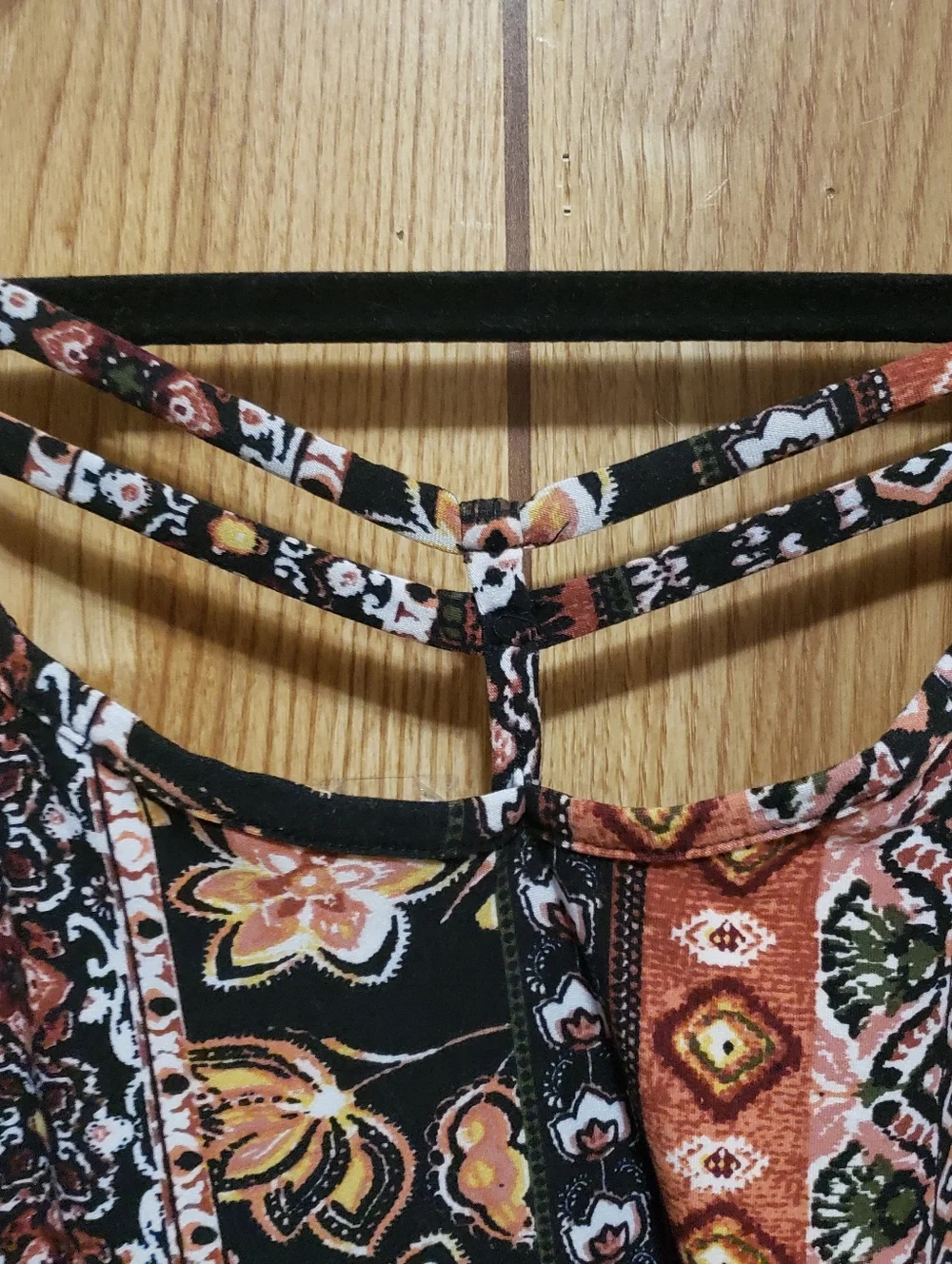 Floral Colorblock print mini spaghetti strap dress Sm Derek Heart Strappy Neck - Picture 3 of 7